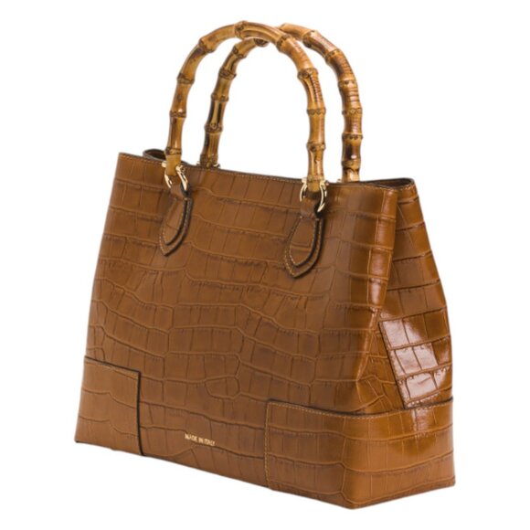 PRATESI Made In Italy Leather Triple Compartment Satchel - Picture 3 of 3